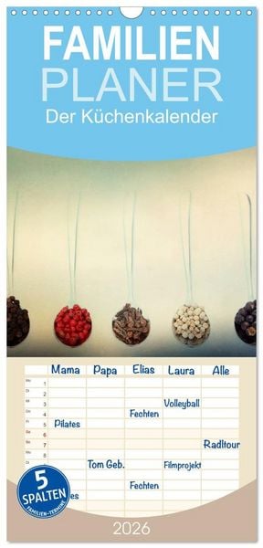 Produktbild: Familienplaner 2026 - Der K&uuml;chenkalender mit 5 Spalten (Wandkalender, 21 x 45 cm) CALVENDO