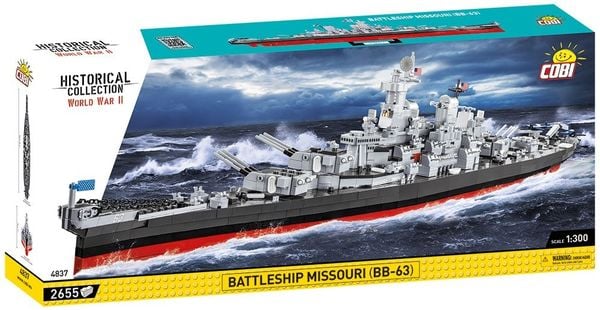 COBI Historical Collection 4837 - Missouri BB-63 WWII Schlachtschiff, 2655 Klemmbausteine, Maßstab 1:300