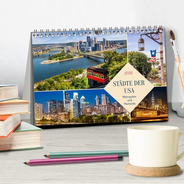 Produktbild: St&auml;dte der USA - Metropolen und Momente (Tischkalender 2026 DIN A5 quer), CALVENDO Monatskalender