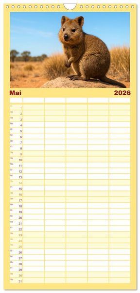 Produktbild: Familienplaner 2026 - Die vielleicht nettesten Wildtiere mit 5 Spalten (Wandkalender, 21 x 45 cm) CALVENDO
