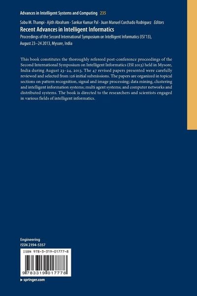 Produktbild: Recent Advances in Intelligent Informatics