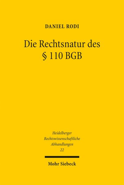 Produktbild: Rodi, D: Rechtsnatur des &sect; 110 BGB