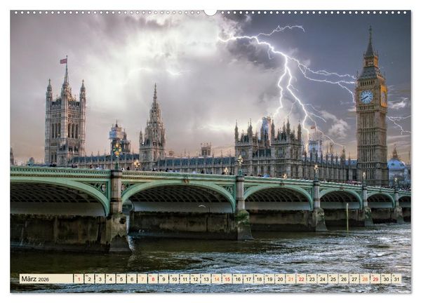 Produktbild: Metropolen - Weltst&auml;dte im Blitzlicht (hochwertiger Premium Wandkalender 2026 DIN A2 quer), Kunstdruck in Hochglanz