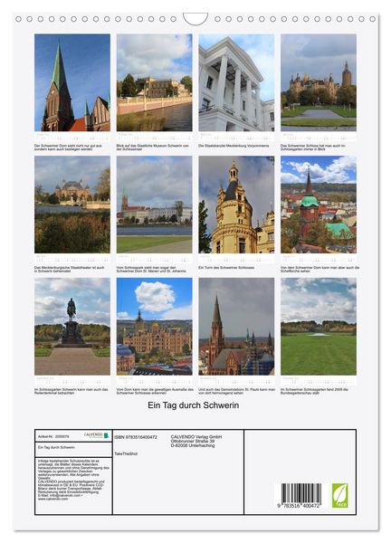 Produktbild: Ein Tag durch Schwerin (Wandkalender 2026 DIN A3 hoch), CALVENDO Monatskalender