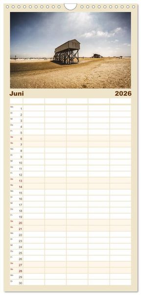 Produktbild: Familienplaner 2026 - Sankt Peter-Ording. Licht, Schatten und Natur mit 5 Spalten (Wandkalender, 21 x 45 cm) CALVENDO