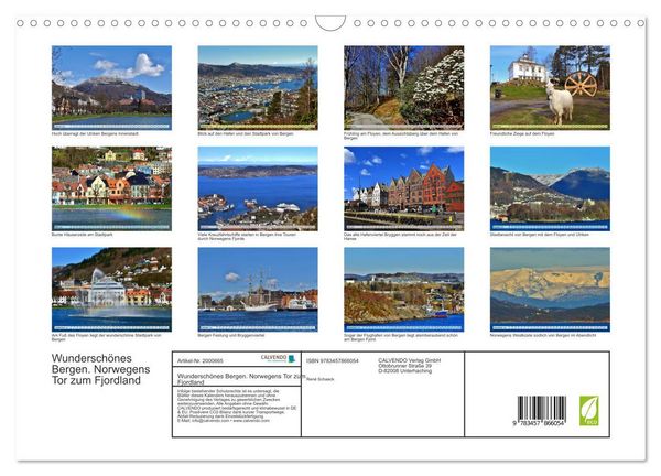 Produktbild: Wundersch&ouml;nes Bergen. Norwegens Tor zum Fjordland (Wandkalender 2026 DIN A3 quer), CALVENDO Monatskalender