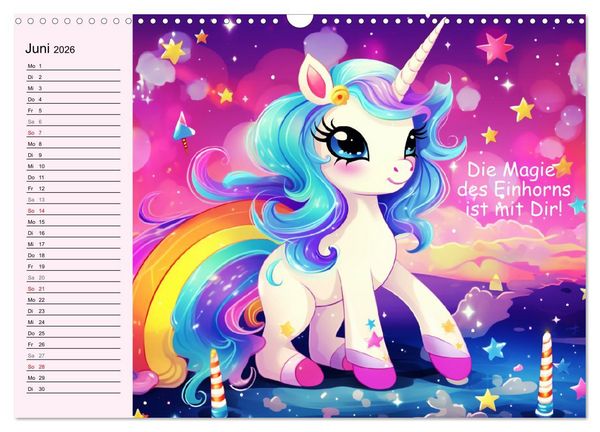 Produktbild: Unicorns! Lustige Einh&ouml;rner. Witzige Einhornspr&uuml;che und Weisheiten (Wandkalender 2026 DIN A3 quer), CALVENDO Monatskalender