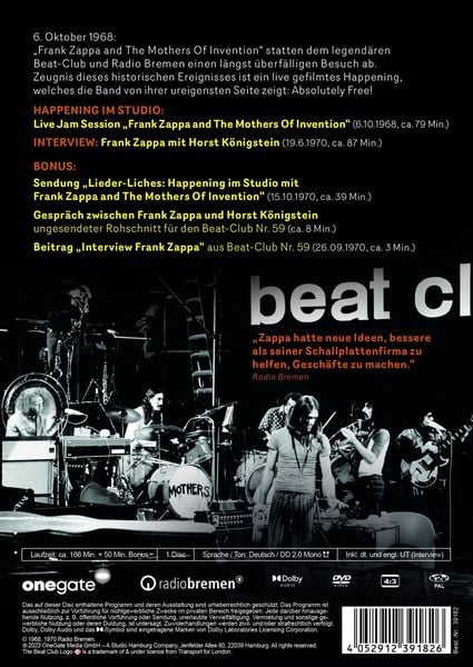 Produktbild: Frank Zappa & The Mothers Of Invention - The Beat-Club Session - Live 1968