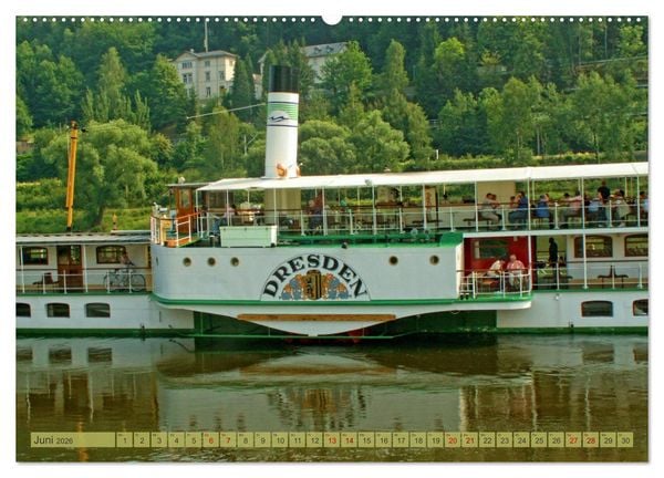 Produktbild: Seitenraddampfer &ndash; In Sachsen von K&ouml;nigstein bis Bad Schandau (Wandkalender 2026 DIN A2 quer), CALVENDO Monatskalender