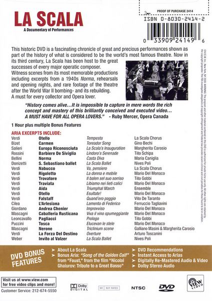Produktbild: La Scala - A Documentary of Performances