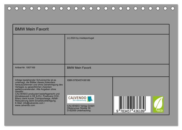 Produktbild: BMW Mein Favorit (Tischkalender 2026 DIN A5 quer), CALVENDO Monatskalender