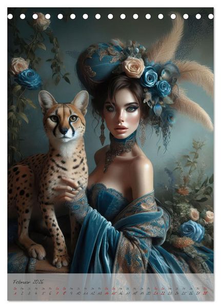 Produktbild: Eleganz der Exotik - Femme Fatale im Boh&egrave;me-Chic mit tierischen Begleitern (Tischkalender 2026 DIN A5 hoch), CALVENDO Monatskalender