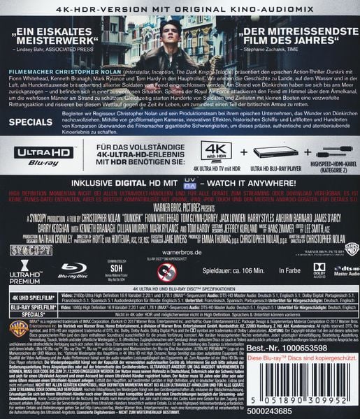 Produktbild: Dunkirk (4K Ultra HD) (+ Blu-ray) (+ Bonus-Disc)