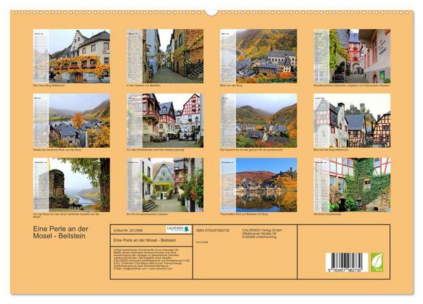 Produktbild: Eine Perle an der Mosel - Beilstein (hochwertiger Premium Wandkalender 2026 DIN A2 quer), Kunstdruck in Hochglanz