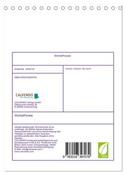 Produktbild: WichtelParade (Tischkalender 2026 DIN A5 hoch), CALVENDO Monatskalender