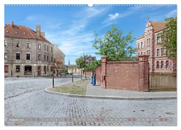 Produktbild: Historisches Aschersleben um 1900 &ndash; Kolorierte Schwarzwei&szlig;fotos (hochwertiger Premium Wandkalender 2026 DIN A2 quer), Kunstdruck in Hochglanz