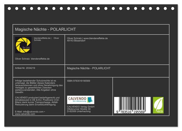 Produktbild: Magische N&auml;chte - POLARLICHT (Tischkalender 2026 DIN A5 quer), CALVENDO Monatskalender