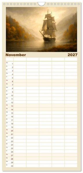 Produktbild: Familienplaner 2027 - Wind bewegt die Welt mit 5 Spalten (Wandkalender, 21 x 45 cm) CALVENDO