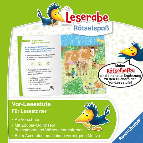 Produktbild: Leserabe R&auml;tselspa&szlig; - Zauber-Malr&auml;tsel zum Lesenlernen: Bauernhof (Vor-Lesestufe)