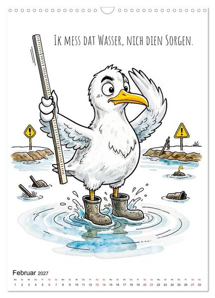 Produktbild: Freche K&uuml;sten‑M&ouml;wen - Lustiger maritimer Cartoon‑Kalender (Wandkalender 2027 DIN A3 hoch), CALVENDO Monatskalender