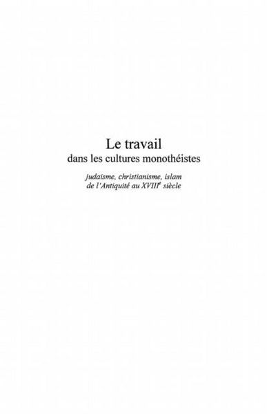 Produktbild: Travail dans les cultures monotheistes l