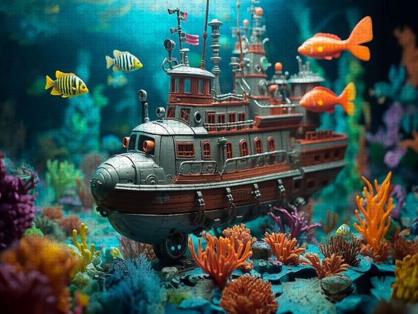 Produktbild: CALVENDO Puzzle Drolliges U-boot - Spielzeug unter Wasser | 1000 Teile Lege-Gr&ouml;&szlig;e 64x48cm Foto-Puzzle f&uuml;r gl&uuml;ckliche Stunden
