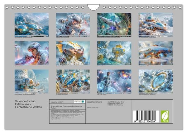 Produktbild: Science-Fiction Erlebnisse - Fantastische Welten (Wandkalender 2026 DIN A4 quer), CALVENDO Monatskalender