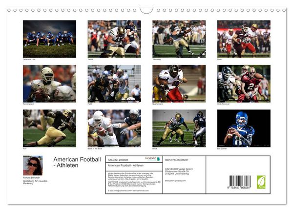 Produktbild: American Football - Athleten (Wandkalender 2026 DIN A3 quer), CALVENDO Monatskalender