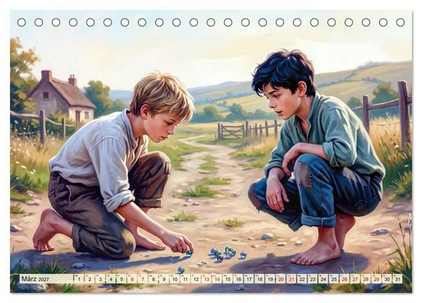 Produktbild: Gl&uuml;ckliche Kindertage - Impressionen aus vergangen Zeiten (Tischkalender 2027 DIN A5 quer), CALVENDO Monatskalender