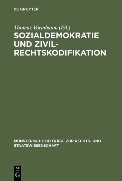 Produktbild: Sozialdemokratie und Zivilrechtskodifikation