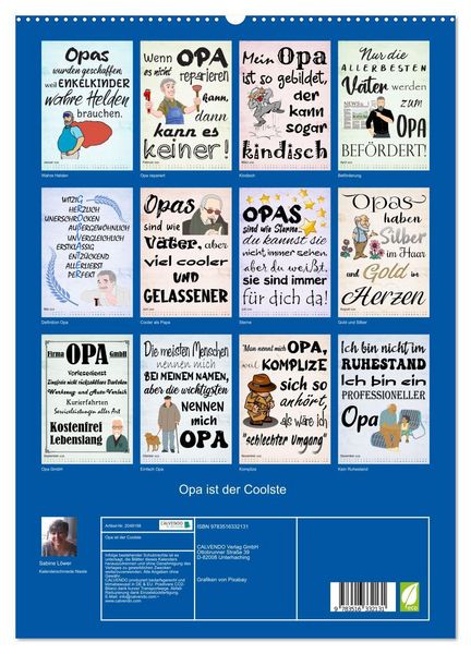 Produktbild: Opa ist der Coolste (hochwertiger Premium Wandkalender 2026 DIN A2 hoch), Kunstdruck in Hochglanz