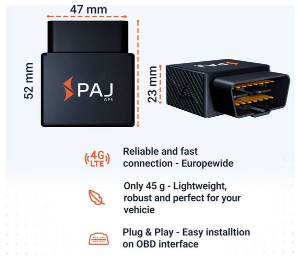 Produktbild: PAJ GPS CAR OBD 4G 2.0 GPS Tracker Fahrzeugtracker Schwarz 1St.