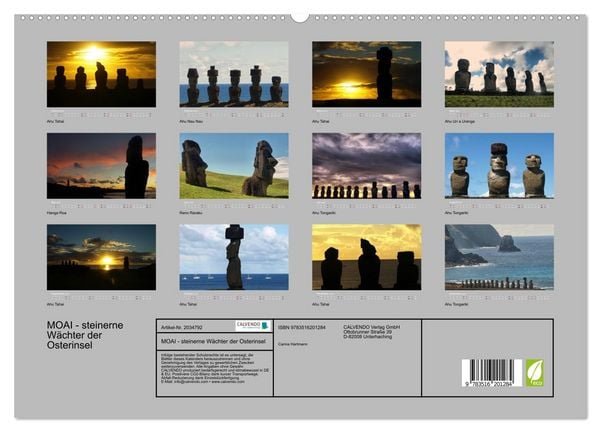 Produktbild: MOAI - steinerne W&auml;chter der Osterinsel (hochwertiger Premium Wandkalender 2026 DIN A2 quer), Kunstdruck in Hochglanz
