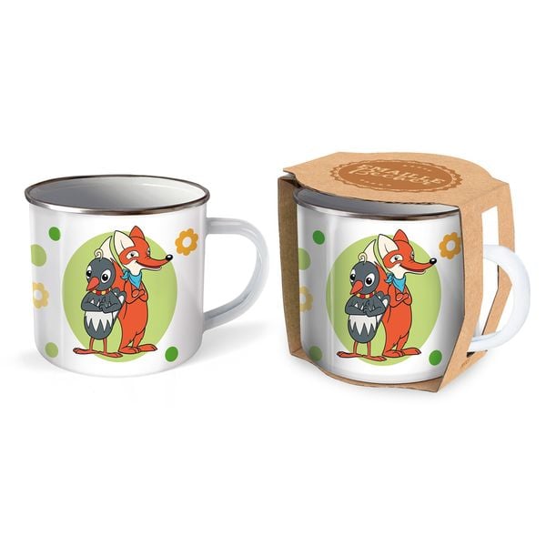 Produktbild: Tr&ouml;tsch Unser Sandm&auml;nnchen Emaille Becher Tasse Fuchs und Elster