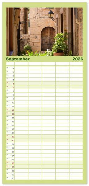 Produktbild: Familienplaner 2026 - Balearen - Mallorca, Menorca, Ibiza und Formentera mit 5 Spalten (Wandkalender, 21 x 45 cm) CALVENDO