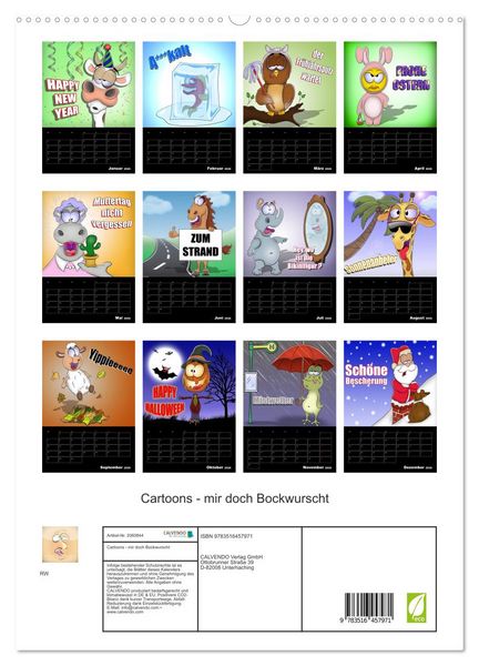 Produktbild: Cartoons - mir doch Bockwurscht (hochwertiger Premium Wandkalender 2026 DIN A2 hoch), Kunstdruck in Hochglanz