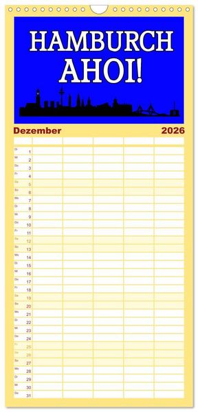 Produktbild: Familienplaner 2026 - Hamburger Schnack mit 5 Spalten (Wandkalender, 21 x 45 cm) CALVENDO