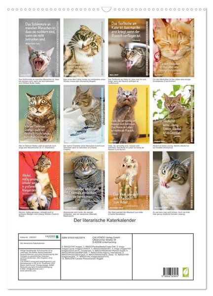 Produktbild: Der literarische Katerkalender (Wandkalender 2027 DIN A2 hoch), CALVENDO Monatskalender