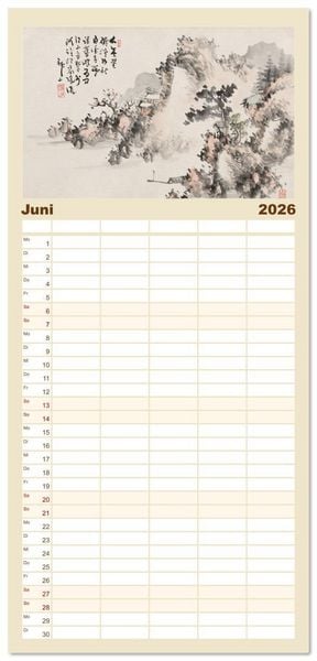 Produktbild: Familienplaner 2026 - Yoshitsugu Haizan mit 5 Spalten (Wandkalender, 21 x 45 cm) CALVENDO