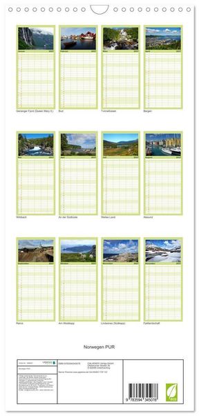 Produktbild: Familienplaner 2027 - Norwegen PUR mit 5 Spalten (Wandkalender, 21 x 45 cm) CALVENDO
