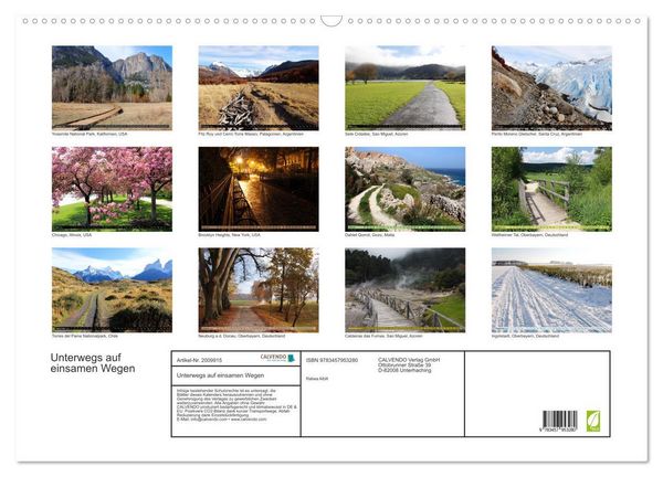 Produktbild: Unterwegs auf einsamen Wegen (Wandkalender 2026 DIN A2 quer), CALVENDO Monatskalender