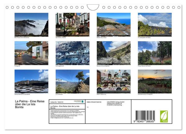 Produktbild: La Palma - Eine Reise &uuml;ber die La Isla Bonita (Wandkalender 2026 DIN A4 quer), CALVENDO Monatskalender