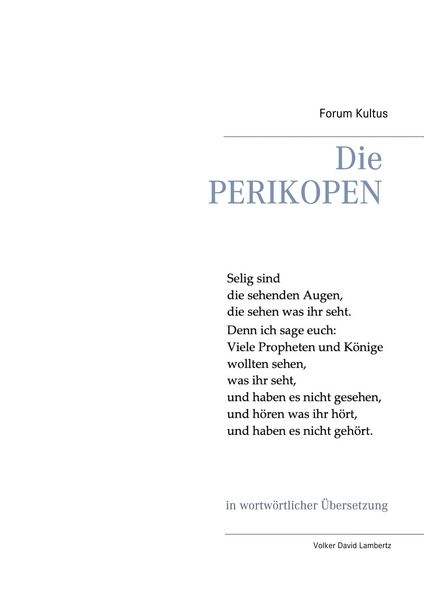 Produktbild: Die PERIKOPEN in wortw&ouml;rtlicher &Uuml;bersetzung