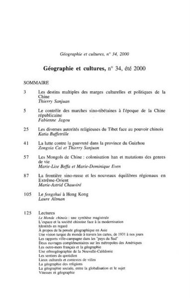 Produktbild: Geographie et cultures no. 34