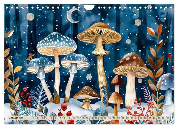 Produktbild: Zauberwelt der Pilze - Fantasievolle Pilze im verwunschenen Wald (Wandkalender 2026 DIN A4 quer), CALVENDO Monatskalender