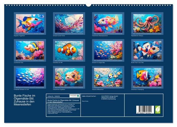 Produktbild: Bunte Fische im &Ouml;lgem&auml;lde-Stil. Zuhause in den Meerestiefen (hochwertiger Premium Wandkalender 2026 DIN A2 quer), Kunstdruck in Hochglanz