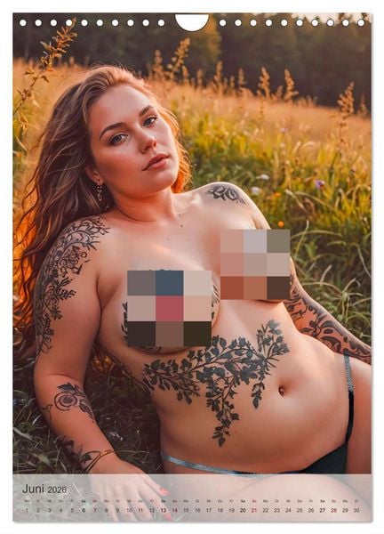 Produktbild: Verf&uuml;hrerische Momente - Kurven und Tattoos (Wandkalender 2026 DIN A4 hoch), CALVENDO Monatskalender