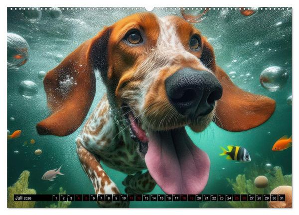 Produktbild: Badespa&szlig; - Hunde unter Wasser (hochwertiger Premium Wandkalender 2026 DIN A2 quer), Kunstdruck in Hochglanz