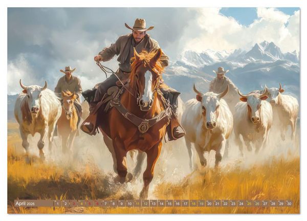 Produktbild: Wilder Westen - Cowboys in Aktion (Wandkalender 2026 DIN A3 quer), CALVENDO Monatskalender