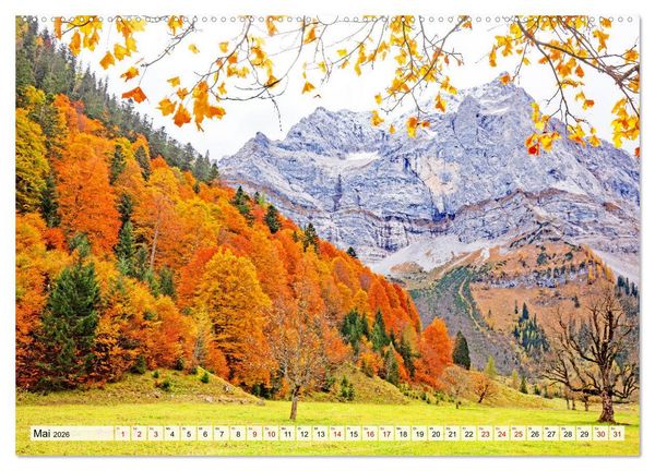 Produktbild: Herbstflammen im Karwendel- und Wettersteingebirge (hochwertiger Premium Wandkalender 2026 DIN A2 quer), Kunstdruck in Hochglanz